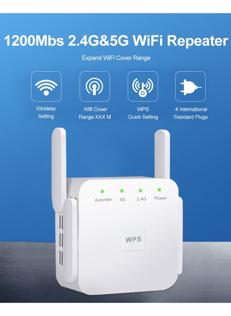 5G Wireless WiFi Signal Booster Router The total speed can reach 1200Mbps, supports WPS one-click pairing, and is equipped with 4 external high-gain antennas - Image 2